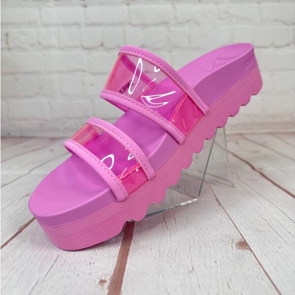 Reef Vista Hi-Energy Clear Strap Light Neon Pink Sandals Women’s Size 9 - Picture 4 of 9